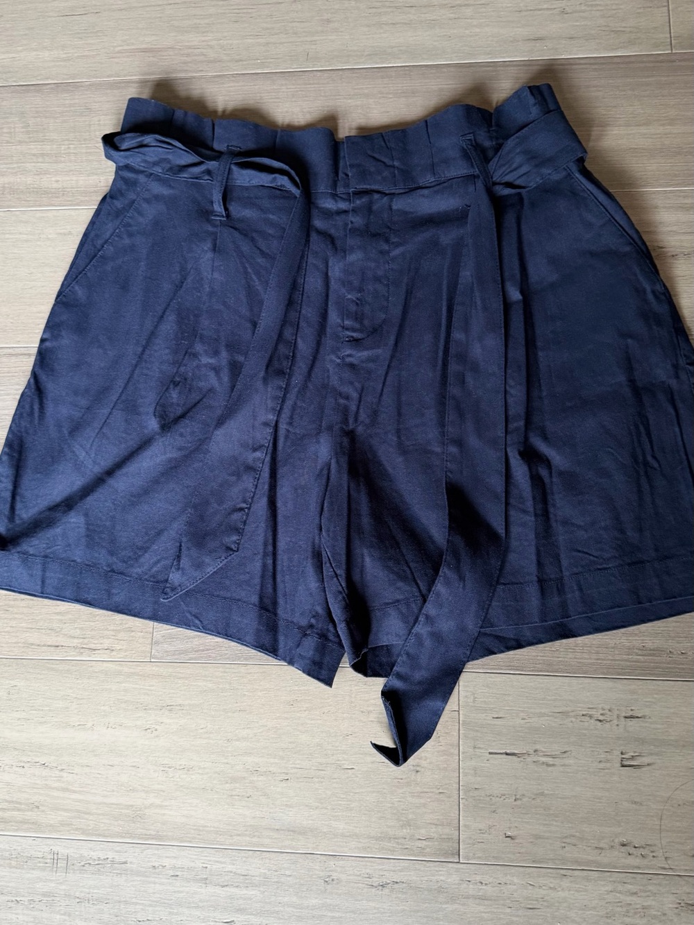 INC International Concepts Deep Twilight Paperbag Waist Tie Shorts